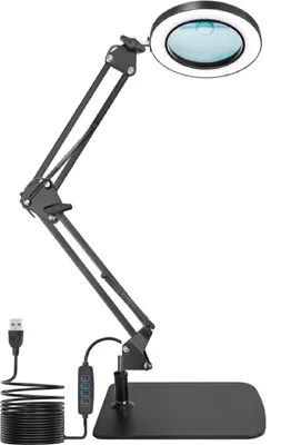 Produktbild von Lupenlampe 10W Tischleuchte Lupe mit Licht, 10x Vergrößerung, 3 Farben dimmbar, 3000K-6000K Schreibtischlampe