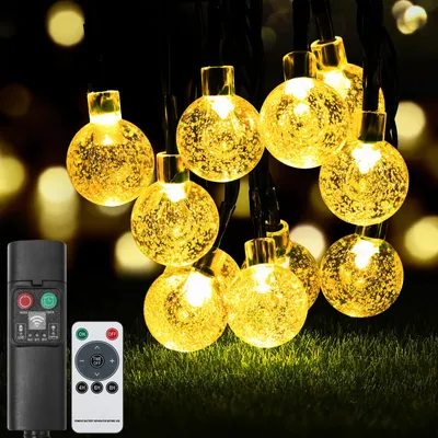 Solarlichterkette 11 m, 60 LEDs, IP65, 8 Modi, warmweiß