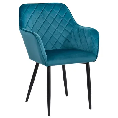 Produktbild von Duhome Esszimmerstuhl Armstuhl Samt Petrol Retro-Stil Metallbeine Kunststoff-Bodenschoner bis 120 kg