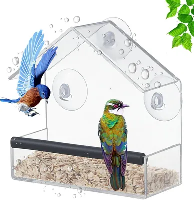 Produktbild von Transparente Vogeltränke mit starken Saugnäpfen für kleine Vögel