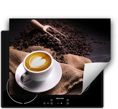 Produktbild von DarHaus Herdabdeckplatte 80x52 cm Anti Rutsch Matte Aufrollbar, Kaffee - herz