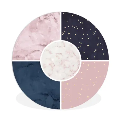 Produktbild von MuchoWow® Rundes Wandbild - Runde Bilder Marmor - Rosa - Blau Ø 90 cm Kreis Wanddekoration Kunststoff - Wandkreis - Wandschmuck - Wand-Kreis - Wohnzimmer - Bild - Runde - Wanddeko - Dibond - Kunstdrucke