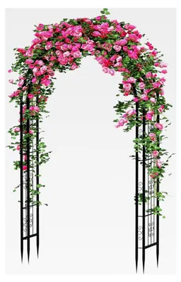 Produktbild von Metallrosenbogen, halbrunder Gartenbogen für Kletterpflanzen, Rankhilfe und Dekoration, 135 x 38 x 225 cm, Schwarz