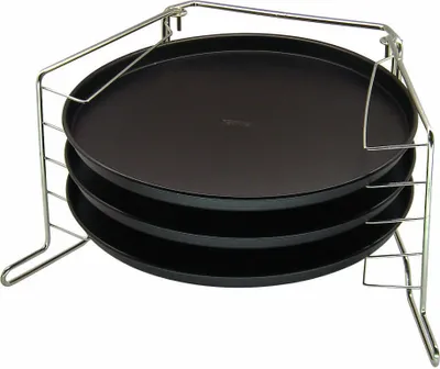Immagine prodotto di Zenker set pizza 4 pezzi PAESI SPECIALI, teglie per pizza con supporto, teglie rotonde rivestite per pizza (colore: nero/argento), quantità: 1 set