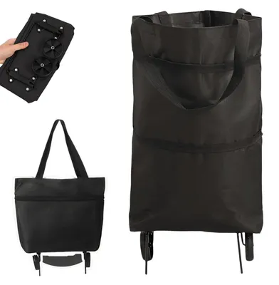 Imagen del producto de Carro de compras plegable, con ruedas, ligero, 2 en 1, para la cocina
