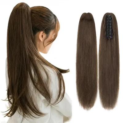 Immagine prodotto di Estensioni per capelli lisci, in vero capello, con clip, lunghezza 50 cm, peso 120 grammi, colore marrone scuro