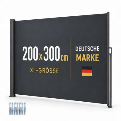 Produktbild von ONBEST Seitenmarkise | 200 x 300 cm | Ausziehbar | mit Schrauben und Dübel | Wasserabweisend | UV-Beständig