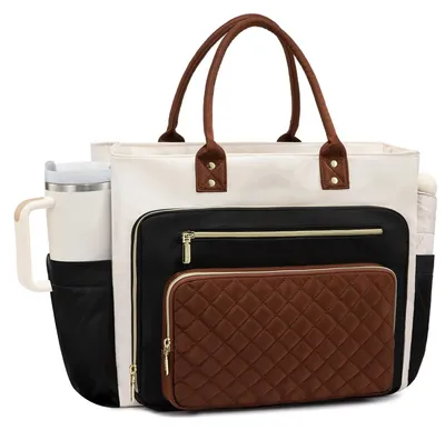 Produktbild von Lehrertasche 15,6 Zoll - Große wasserdichte Arbeitstasche - Nylon Laptoptasche - Organisation mit 5 Innenfächern - Inklusive Becherhalter - Leichtgewicht 0,66 kg