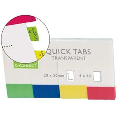 Obrázok produktu pre Q-Connect® KF01225 Transparentný samolepiaci popisovač - 25 x 45 mm, 4 x 40 prúžkov