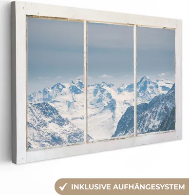 Produktbild von OneMillionCanvasses® - Leinwandbilder - 140x90 cm, Aussicht - Berg - Schnee, Wandbilder Kunstdruck Wanddekoration