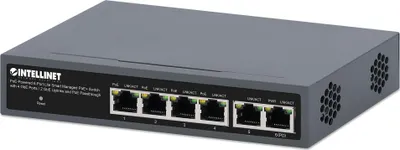 Obrázok produktu pre Intellinet 562034, Riadený, Gigabit Ethernet (10/100/1000), Plne duplexný režim, Podpora napájania cez Ethernet (PoE), Montovateľné na stenu