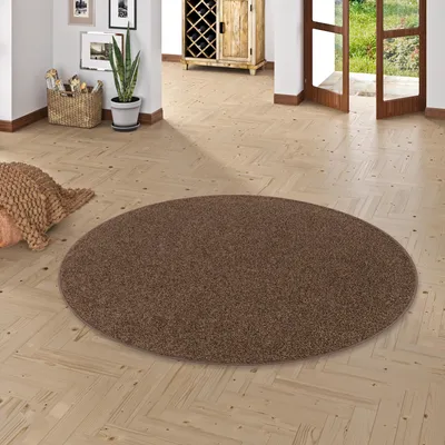 Produktbild von Teppich Hochflor Shaggy Cottage Braun Rund, Größe:160 cm Rund