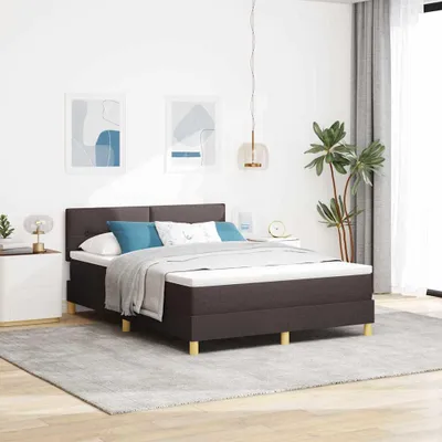 Obrázok produktu pre Maison Exclusive – LED boxspringová posteľ s čelom, tmavohnedá, 140 x 190 cm, látka