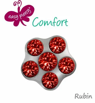 Produktbild von Medizinische Ohrstecker Erstohrstecker Ohrringe Blume Rubin