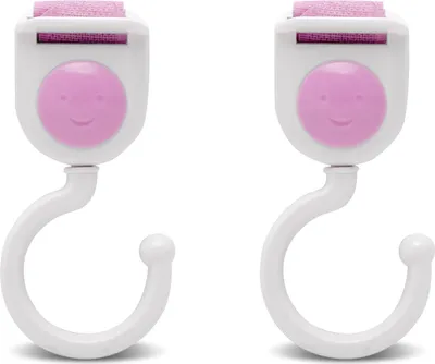 Produktbild von 2er-Set - Kinderwagenhaken - Einkaufshaken mit Klettverschluss - Pink