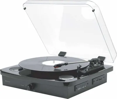 Zdjęcie produktu dla Denver VPL-230 - Gramofon z wbudowanymi głośnikami, Bluetooth, USB i gniazdem kart SD i MP3, czarny