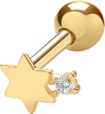 Produktbild von Süße 9 Karat (375) Gold Damen - Einzel Knorpel Ohrstecker mit Zirkonia - 3mm*4mm; WJS26220