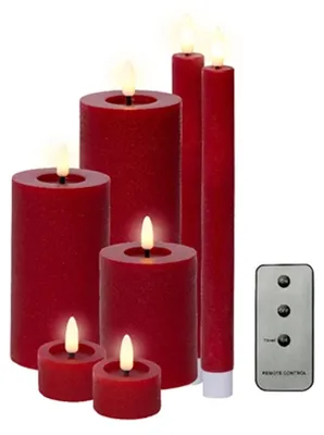 Produktbild von Lumineo LED-Kerzen-Set - 7-teilig - rot - mit Fernbedienung