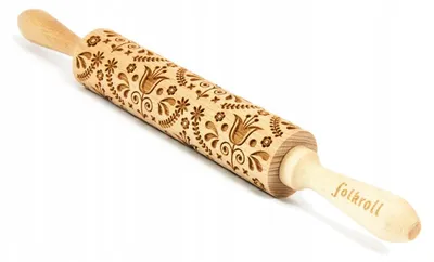 Obrázek produktu pro Folkroll Gravírovaný váleček na cukroví Tulipány 37 cm