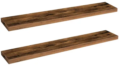 Image de Étagère murale, étagère suspendue, lot de 2, étagères murales robustes, 120 x 20 x 4 cm, étagères suspendues avec fixations invisibles, pour salle de bains, chambre, cuisine, bureau, salon, marron vintage EBF120BJP201