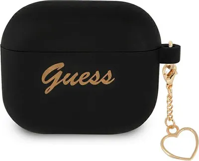 Obrázek produktu pro Guess Gua3Lschsk Airpods 3 Kryt Černý/Černý Silikonový Přívěsek Srdce Kolekce