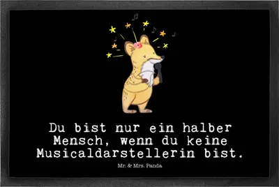 Produktbild von Mr. & Mrs. Panda Schmutzmatte Musicaldarstellerin Herz 50 x 75 cm - Schwarz - Geschenk, fußmatte, Fussmatte, Schmutzfangmatte, Fußabtreter, Türvorleger