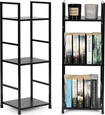 Immagine prodotto di Scaffale moderno in legno, struttura in metallo LOFT, 3 ripiani, nero