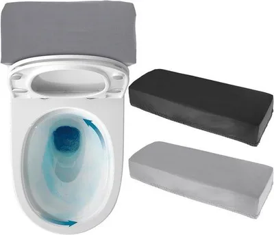 Immagine prodotto di Copriwater universale in nero e grigio - Lavabile ed elastico - Morbido e assorbente - Set da 2 pezzi.