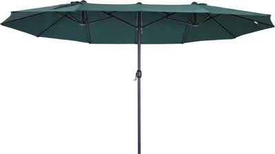 Produktbild von Outsunny Doppelsonnenschirm mit Handkurbel Gartenschirm 460x270cm Dunkelgrün