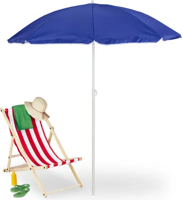 Zdjęcie produktu dla relaxdays Niebieski parasol 160 cm