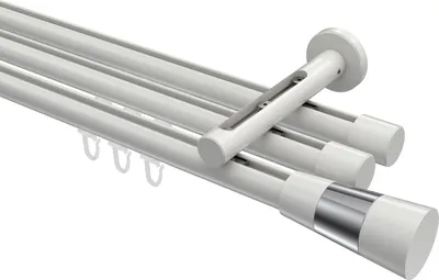 Produktbild von Interdeco Innenlaufstange / Gardinenstange mit Innenlauf Weiß, Typ Siteno Tanara (Konus Bicolor), 20 mm Ø 3-läufig, 520 cm