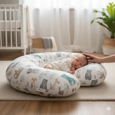 Image de EMI&SAM coussin d'allaitement 170 cm - garnissage FillBall EPS | 100% coton | soutien de la grossesse à la position assise
