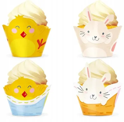 Produktbild von Ostern Muffin-Förmchen Küken und Hasen 4 Stück
