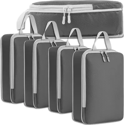 Immagine prodotto di EDIBAZZAR | Set di organizer per valigie da 4 pezzi, grigio, con chiusura a zip