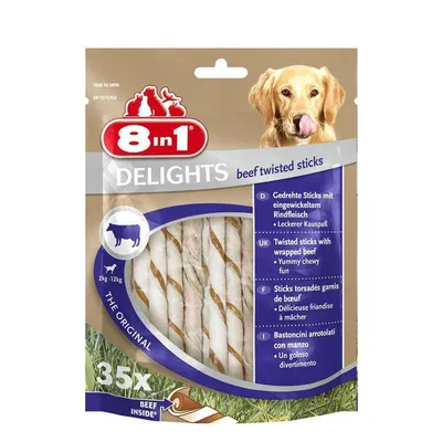 Produktbild von 8in1 Delights Beef Twisted Sticks 35 Stück