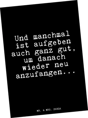 Produktbild von Mr. & Mrs. Panda Grußkarte Und manchmal ist aufgeben... - Schwarz - Geschenk, Kummer, Ansichtskarte, Ansichtskarten, Liebeskummer, Sprüche, Freundin, Kunstkarten, Spruch