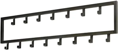 Produktbild von Wandgarderobe und Haken TOJ Wandgarderobe mit 15 Haken – hängende Wandgarderobe – Garderobe – Edelstahl – 80 cm – Mattschwarz