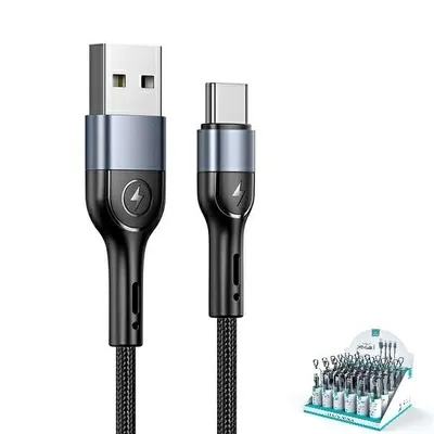 Obrázok produktu pre Usams Opletený Kábel U55 2A Usb-C 1 Ks. Pre Sadu U55 Čierna/Čierna 1M Sj449Zj01 (Us-Sj449)