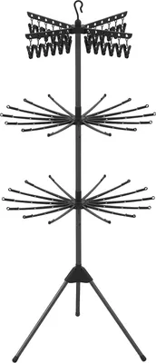 Zdjęcie produktu dla 3-poziomowa składana suszarka do ubrań, 178 cm, czarna