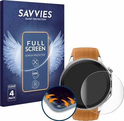 Produktbild von 4x Savvies Fullscreen Schutzfolie für Oppo Watch X Displayschutz Folie Fullcover Klar Transparent