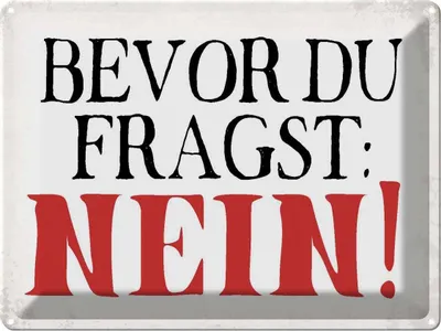 Produktbild von vianmo Blechschild 30x40 cm Bevor du fragst NEIN Spruch Zitat