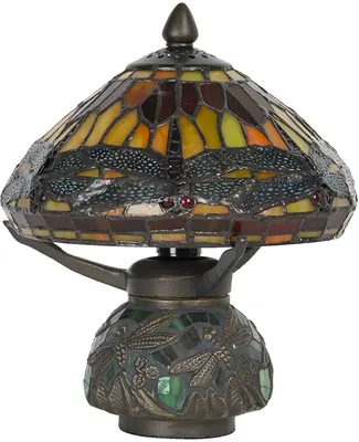 Obrázok produktu pre LumiLamp 5LL-9295 Stolná lampa Tiffany Ø 22x21 cm hnedá červená sklenená vážka