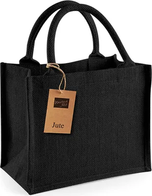 Immagine prodotto di Westford Mill W412 | Mini borsa regalo in iuta 26 x 22 x 14 cm - Colore: Nero/Nero - Taglia: Unica