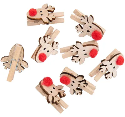 Produktbild von Deko-Clips Rentier natur 8 Stück 23x23 mm