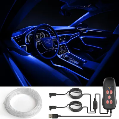 Immagine prodotto di Illuminazione ambientale a LED RGB per auto, 12V, con strisce luminose USB e telecomando, lunghezza 4 metri