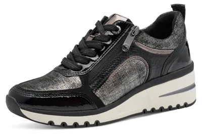 Produktbild von Marco Tozzi Damen Wedge Sneaker mit Reißverschluss Freizeit, Schwarz (Black Comb