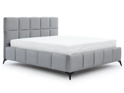 Produktbild von NABBI Gepolstertes Doppelbett mit Lattenrost Molina 160 - hellgrau
