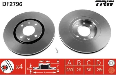Image de 2x TRW DF2796 Disque de frein essieu avant