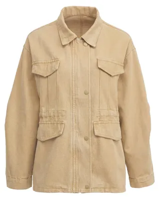 Produktbild von Damen Jacke aus 100% Baumwolle in Beige, Größe M, reguläre Passform, klassischer Kragen