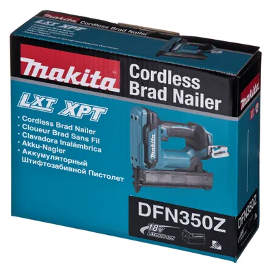 Obrázok produktu pre Makita DFN350Z, Klincovačka, Rovný zásobník, 1,5 cm, 3,5 cm, 81 dB, 2,5 m/s²